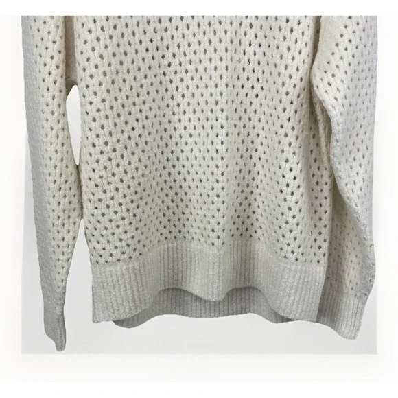 Varley Grady Boucle Sweater Sz S Coconut Milk Ivory Open Knit Cotton Blend - Picture 4 of 14